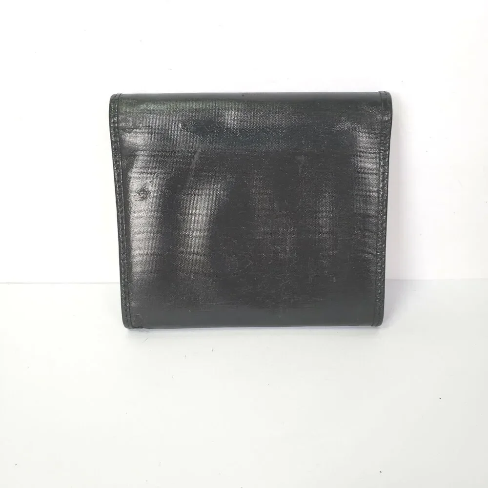 Hunting World Vintage Italian Black Wallet Credit Card Holder 3in1 Small‎
